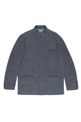WASHED NAVY LINEN NEHRU JACKET