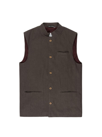 CHARCOAL LINEN NEHRU WAISTCOAT