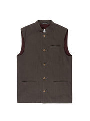 CHARCOAL LINEN NEHRU WAISTCOAT