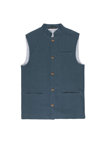 INDIGO LINEN NEHRU WAISTCOAT
