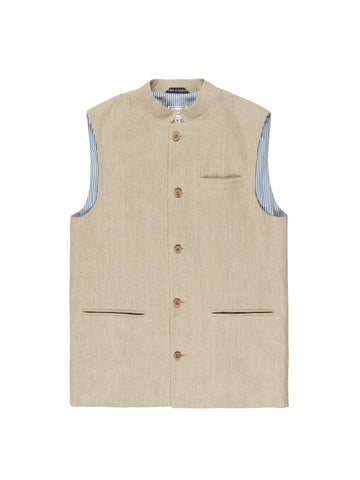 FLINT GREY LINEN NEHRU WAISTCOAT