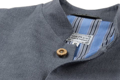 WASHED NAVY LINEN NEHRU WAISTCOAT