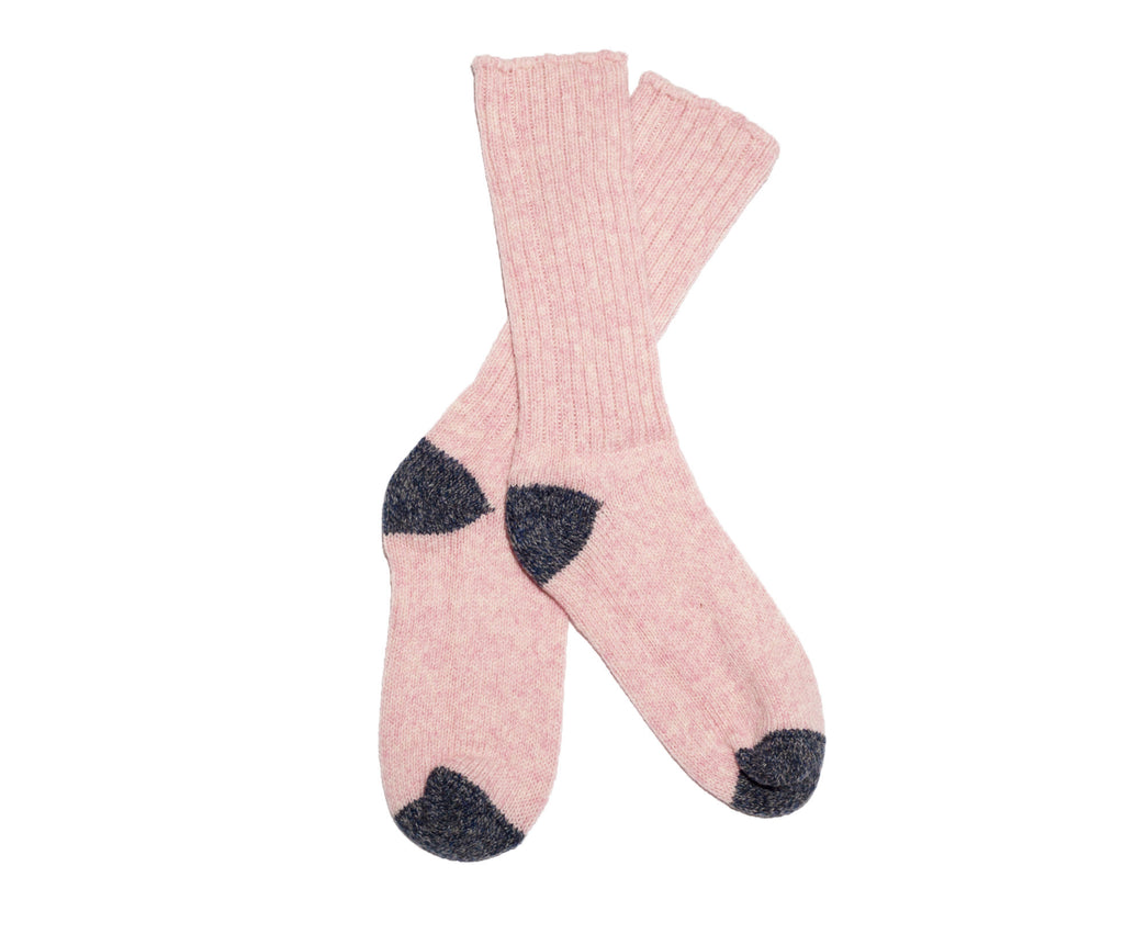 PALE PINK AND BLUE WOOLEN SOCKS