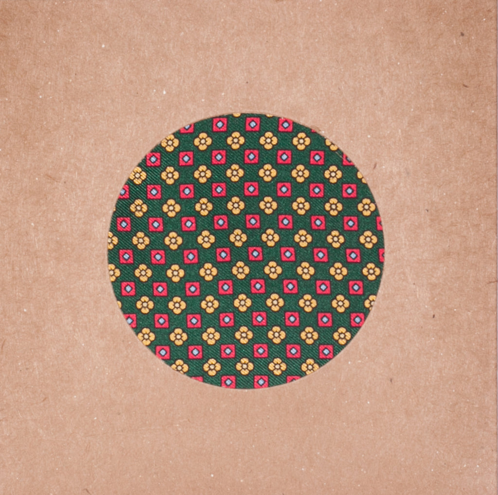 GREEN GEOMETRIC PRINT SILK POCKET SQUARE