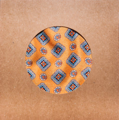 ORANGE MOSAIC SILK POCKET SQUARE