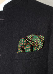 GREEN GEOMETRIC PRINT SILK POCKET SQUARE