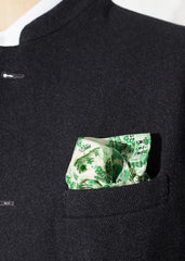 GREEN SILK JAPANESE GARDEN POCKET SQUARE