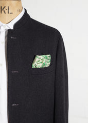 GREEN SILK JAPANESE GARDEN POCKET SQUARE