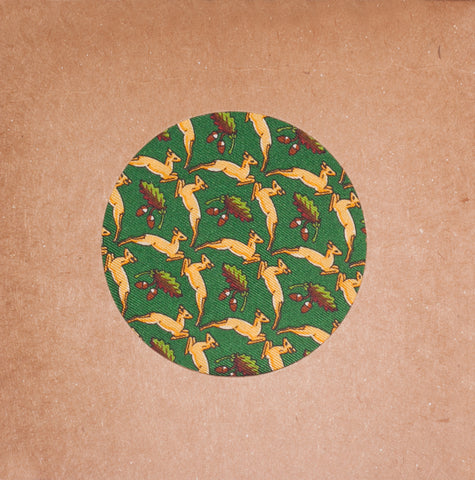 GREEN SILK DEER & ACORN POCKET SQUARE
