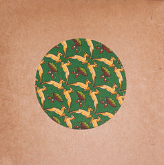 GREEN SILK DEER & ACORN POCKET SQUARE