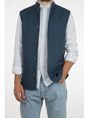 INDIGO LINEN NEHRU WAISTCOAT