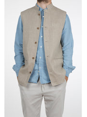 FLINT GREY LINEN NEHRU WAISTCOAT