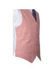 SINGLE BREASTED CORAL PINK LINEN WAISTCOAT
