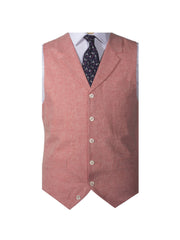 SINGLE BREASTED CORAL PINK LINEN WAISTCOAT