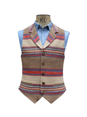 SINGLE BREASTED AZTEC LINEN WAISTCOAT