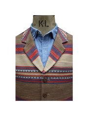 SINGLE BREASTED AZTEC LINEN WAISTCOAT