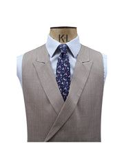 DOUBLE BREASTED PEAK LAPEL CAMEL LINEN WAISTCOAT