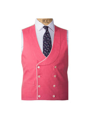 DOUBLE BREASTED CERISE PINK LINEN WAISTCOAT