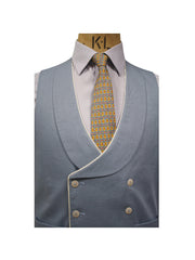 DOUBLE BREASTED CHALK BLUE LINEN WAISTCOAT
