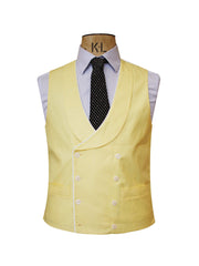 DOUBLE BREASTED DAFFODIL LINEN WAISTCOAT