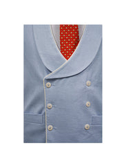 DOUBLE BREASTED FORGET ME NOT LINEN WAISTCOAT
