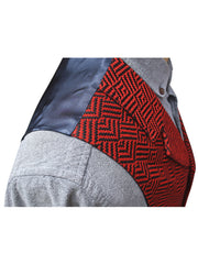 SINGLE BREASTED RED GEOMETRIC WOOL WAISTCOAT