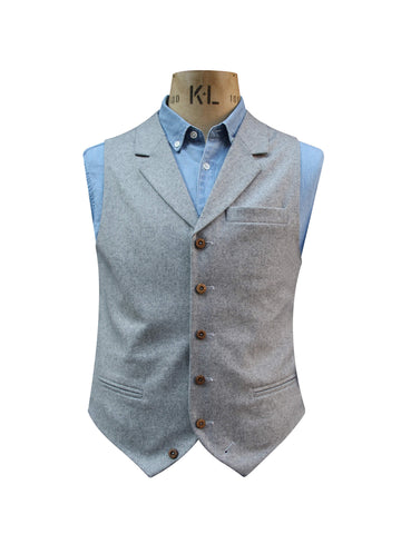SINGLE BREASTED GREY WOOL WAISTCOAT