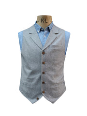 SINGLE BREASTED GREY WOOL WAISTCOAT