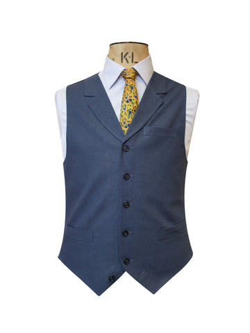 SINGLE BREASTED INDIGO LINEN WAISTCOAT