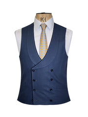 DOUBLE BREASTED INDIGO LINEN WAISTCOAT