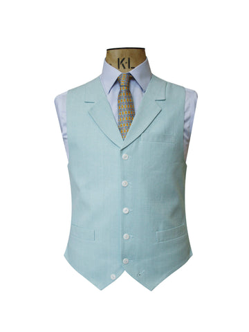 SINGLE BREASTED JADE LINEN WAISTCOAT