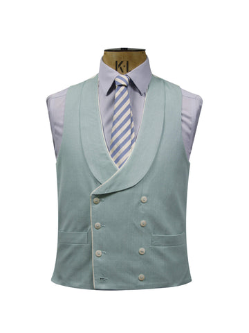 DOUBLE BREASTED JADE LINEN WAISTCOAT