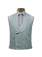 DOUBLE BREASTED JADE LINEN WAISTCOAT