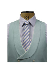 DOUBLE BREASTED JADE LINEN WAISTCOAT