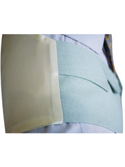 SINGLE BREASTED JADE LINEN WAISTCOAT