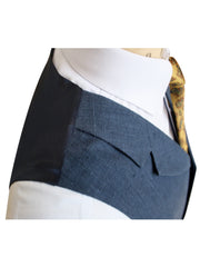 SINGLE BREASTED MARINE BLUE LINEN WAISTCOAT