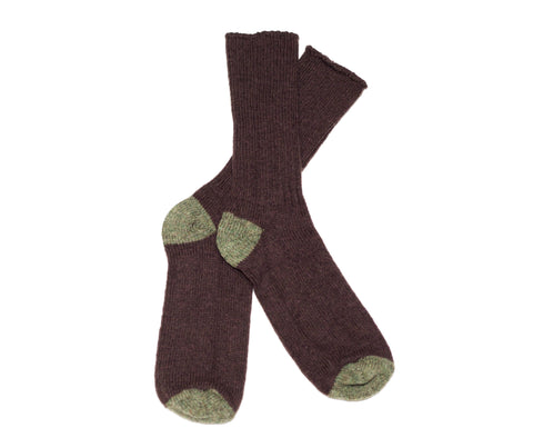 DARK BROWN & GREEN SHETLAND WOOL SOCKS