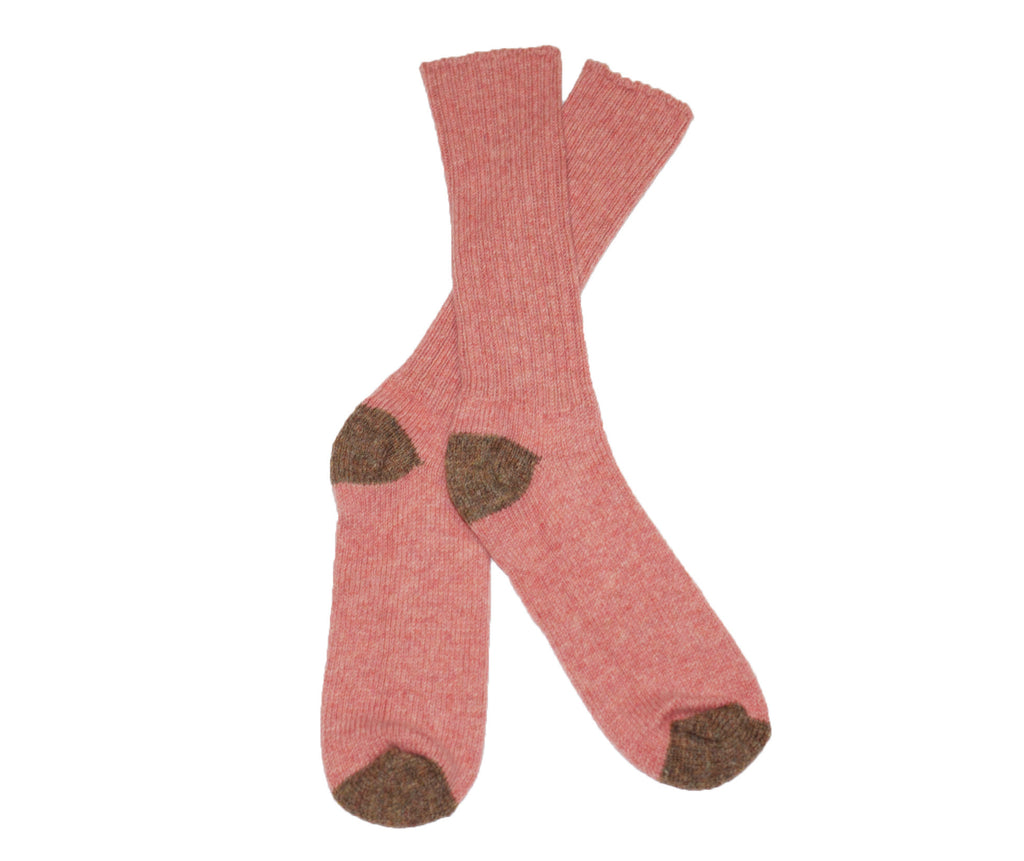 SALMON & BROWN SHETLAND WOOL SOCKS