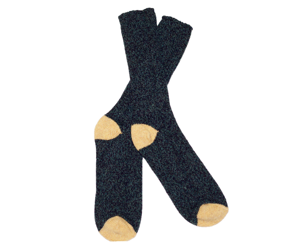 NAVY & YELLOW SHETLAND WOOL SOCKS