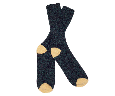 NAVY & YELLOW SHETLAND WOOL SOCKS