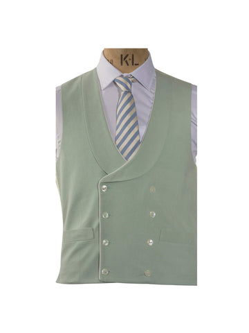 DOUBLE BREASTED MINT GREEN LINEN WAISTCOAT