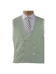 DOUBLE BREASTED MINT GREEN LINEN WAISTCOAT