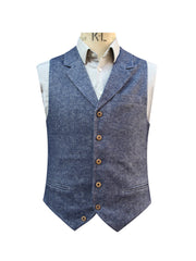 SINGLE BREASTED NAVY WOOL WAISTCOAT