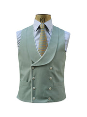 DOUBLE BREASTED SEA GREEN LINEN WAISTCOAT