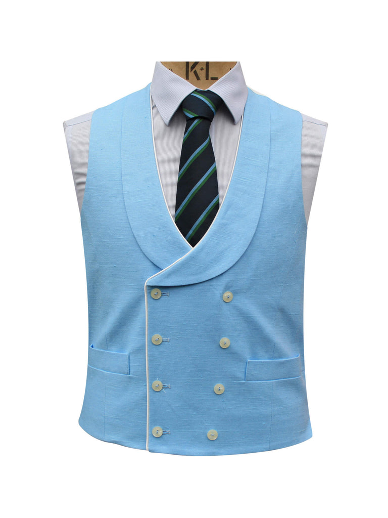 Blue double breasted sales waistcoat
