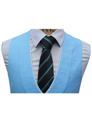 DOUBLE BREASTED SKY BLUE LINEN WAISTCOAT