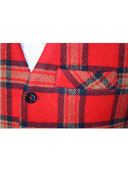 SINGLE BREASTED RED TARTAN WAISTCOAT